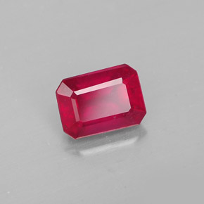1,38 ctw natürlicher roter Rubin, Smaragdschliff, SI
