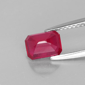 1,38 ctw natürlicher roter Rubin, Smaragdschliff, SI