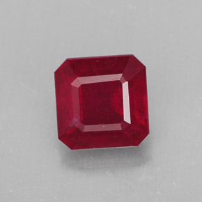 1,96 ctw natürlicher roter Rubin, Smaragdschliff, SI