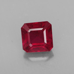 1,65 ctw natürlicher roter Rubin, Smaragdschliff, SI