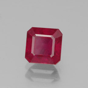 1,49 ctw natürlicher roter Rubin, Smaragdschliff, SI