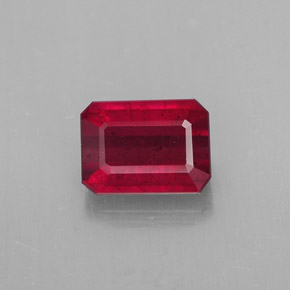1,57 ctw natürlicher roter Rubin, Smaragdschliff, SI