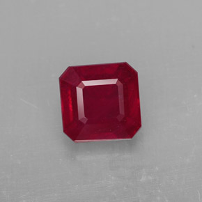 1,58 ctw natürlicher roter Rubin, Smaragdschliff, SI