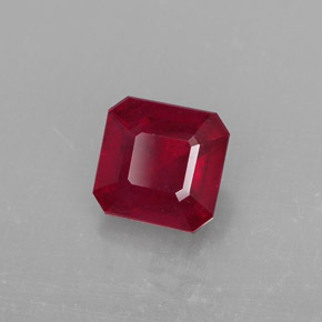 1,58 ctw natürlicher roter Rubin, Smaragdschliff, SI