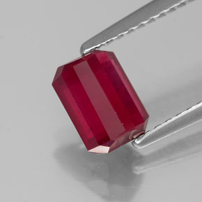 1,57 ctw natürlicher roter Rubin, Smaragdschliff, SI