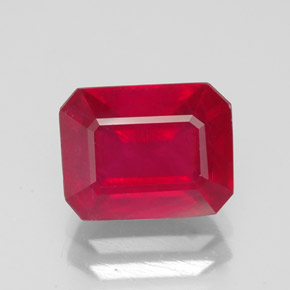 3,22 ctw natürlicher roter Rubin, Smaragdschliff, SI