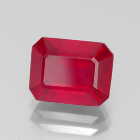 3,22 ctw natürlicher roter Rubin, Smaragdschliff, SI