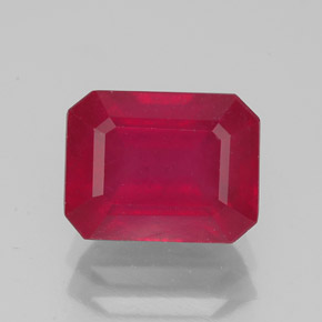 3,58 ctw natürlicher roter Rubin, Smaragdschliff, SI