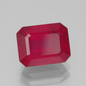3,58 ctw natürlicher roter Rubin, Smaragdschliff, SI