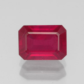 1,76 ctw natürlicher roter Rubin, Smaragdschliff, SI