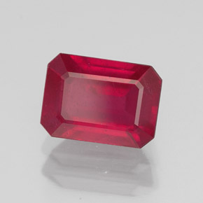 1,76 ctw natürlicher roter Rubin, Smaragdschliff, SI