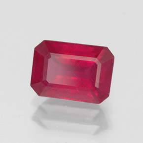 1,40 ctw natürlicher roter Rubin, Smaragdschliff, SI