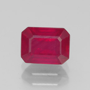 1,39 ctw natürlicher roter Rubin, Smaragdschliff, SI