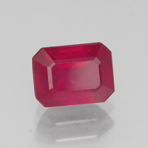 1,39 ctw natürlicher roter Rubin, Smaragdschliff, SI