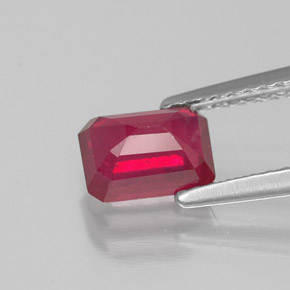 1,41 ctw natürlicher roter Rubin, Smaragdschliff, SI