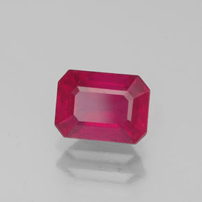 1,50 ctw natürlicher roter Rubin, Smaragdschliff, VS-SI
