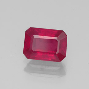 1,29 ctw natürlicher roter Rubin, Smaragdschliff, VS-SI