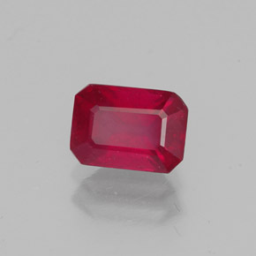 1,32 ctw natürlicher roter Rubin, Smaragdschliff, VS-SI