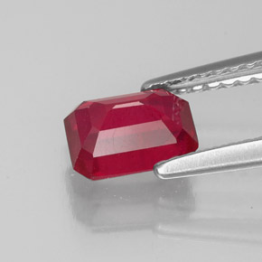 1,27 ctw natürlicher roter Rubin, Smaragdschliff, VS-SI