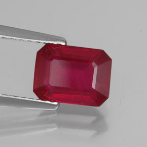 1,80 ctw natürlicher roter Rubin, Smaragdschliff, VS-SI