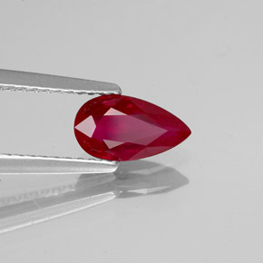 1,02 ctw natürlicher roter Rubin, Birnenform, VS