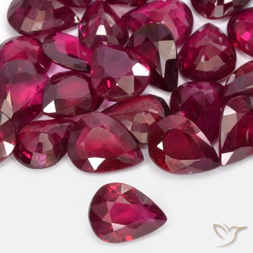 0.34ct Natürlicher Mittelrot Rubin, Birnenform, VS-SI