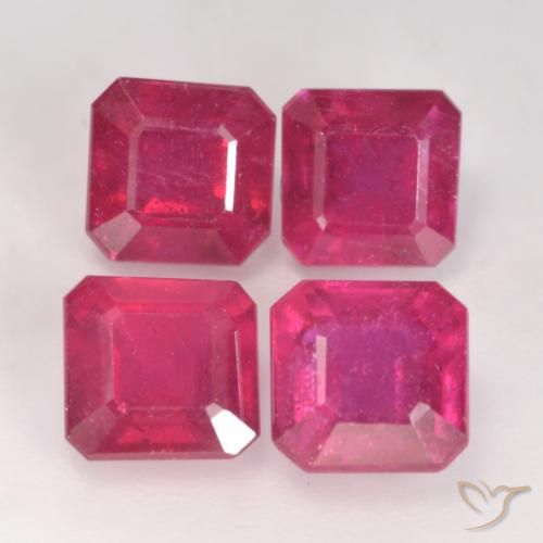 1.60ct Natürlicher Hellrot Rubin, Smaragdschliff, VS-SI