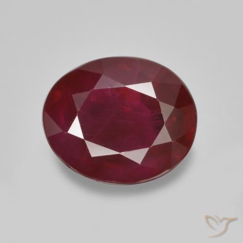 1.07ct Natürlicher dunkelrot Rubin, Oval, SI