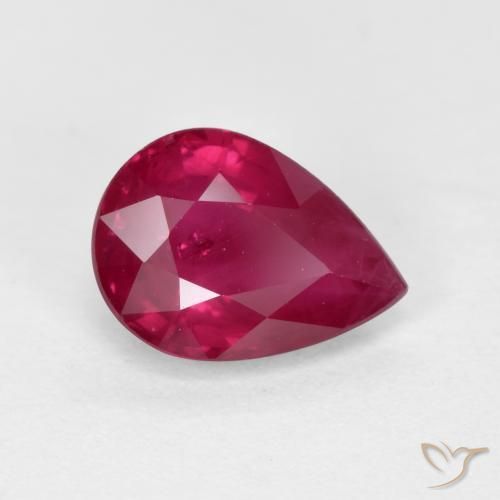 1.01ct Natürlicher Mittel-Dunkelrot Rubin, Birnenform, VS-SI