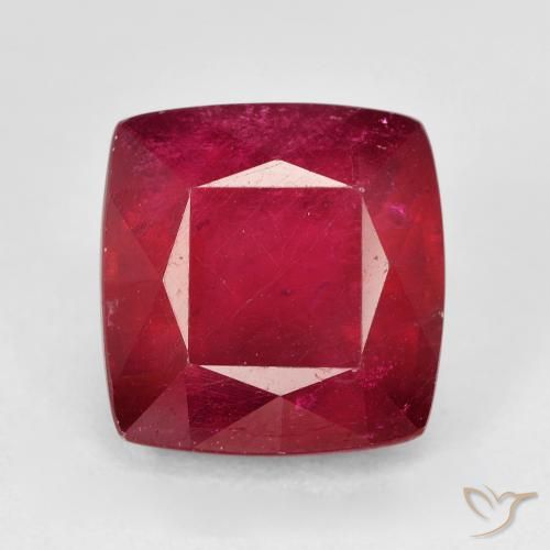 7.12ct Natürlicher dunkelrot Rubin, Kissen, VS, Photo A