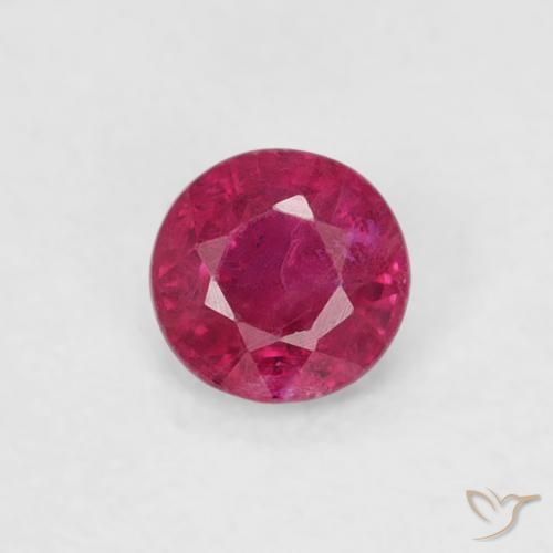 0.25ct Natürlicher Rosaig-rot Rubin, Runden, SI-I1
