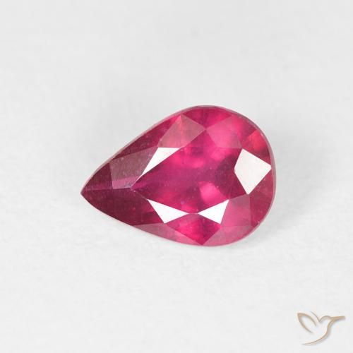 0.89ct Natürlicher dunkelrot Rubin, Birnenform, VS