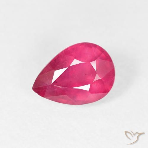 1.18ct Natürlicher Rosaig-rot Rubin, Birnenform, VS-SI