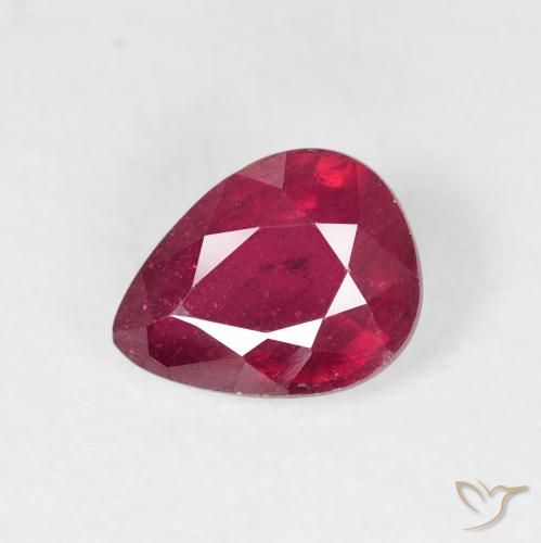 1.58ct Natürlicher Medium Dark-Red Rubin, Birnenform, VS-SI