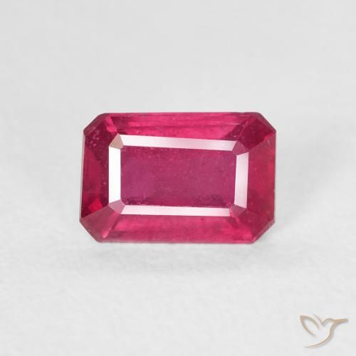 1.08ct Natürlicher Tiefes rötliches Rosa Rubin, Smaragdschliff, VS