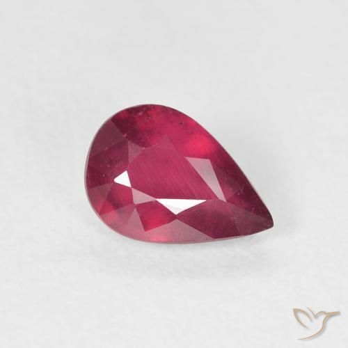 0.97ct Natürlicher Tiefes rötliches Rosa Rubin, Birnenform, VS-SI