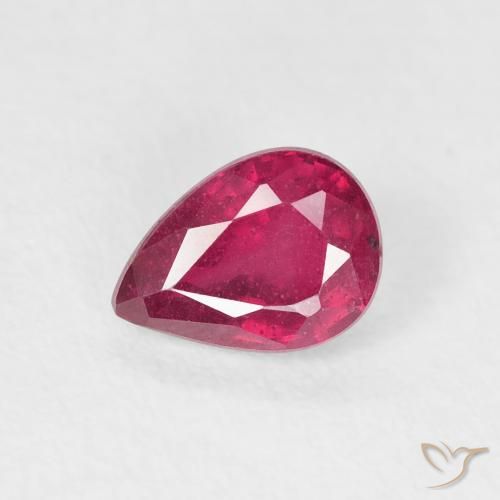 1.01ct Natürlicher Tiefes rötliches Rosa Rubin, Birnenform, VS-SI
