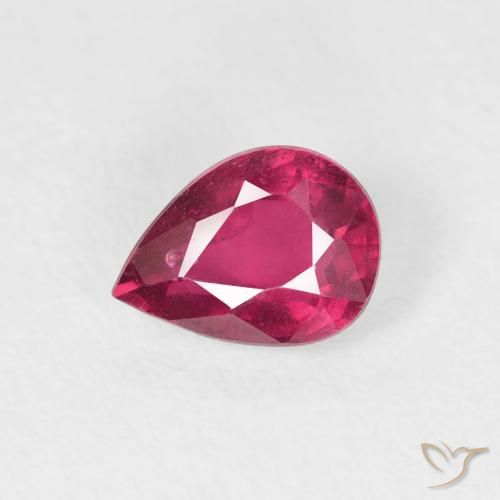 0.91ct Natürlicher rötlich-rosa Rubin, Birnenform, VS-SI