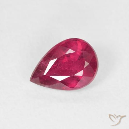 0.94ct Natürlicher Tiefes rötliches Rosa Rubin, Birnenform, VS-SI
