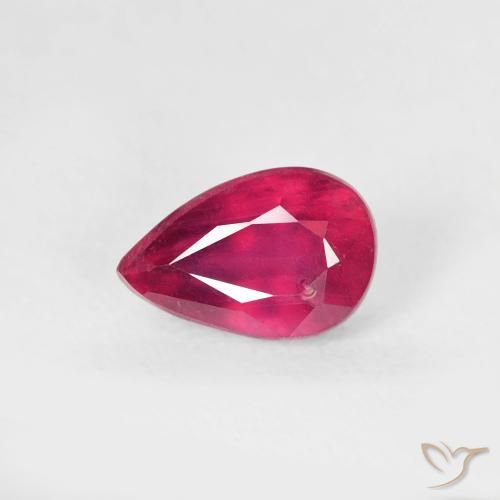 0.76ct Natürlicher Medium Dark-Red Rubin, Birnenform, VS-SI