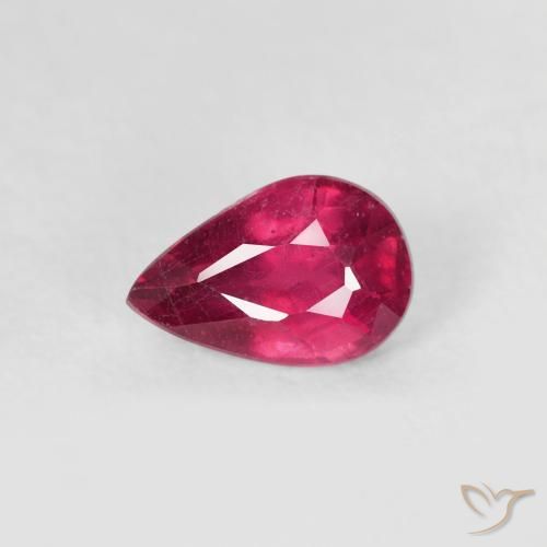 0.63ct Natürlicher Tiefes rötliches Rosa Rubin, Birnenform, VS-SI
