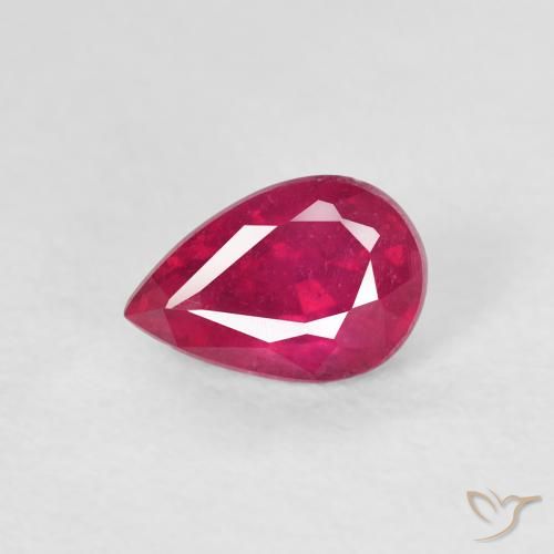 0.76ct Natürlicher Tiefes rötliches Rosa Rubin, Birnenform, VS-SI, Photo A