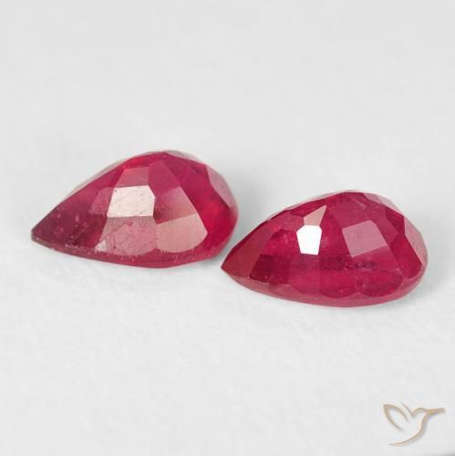 1.42 ct natürliche Rosaig-rot Rubin-Edelsteine, Birnenform, VS-SI