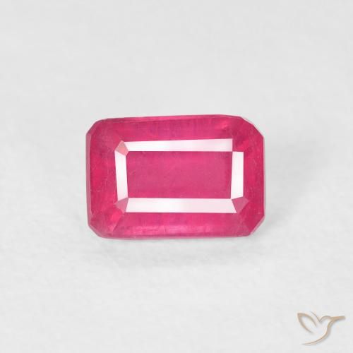 0.90ct Natürlicher Mittelrot Rubin, Smaragdschliff, VS