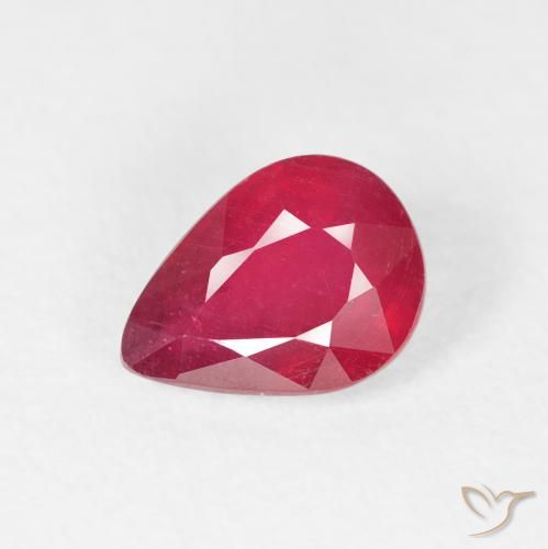 1.50ct Natürlicher Mittelrot Rubin, Birnenform, VS-SI