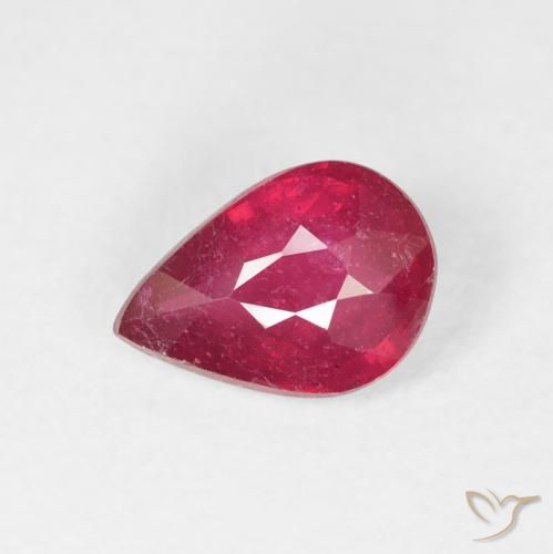 1.33ct Natürlicher Mittelrot Rubin, Birnenform, VS-SI