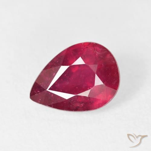 1.72ct Natürlicher tiefrot Rubin, Birnenform, VS-SI