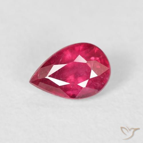 0.70ct Natürlicher Rosaig-rot Rubin, Birnenform, VS-SI, Photo A