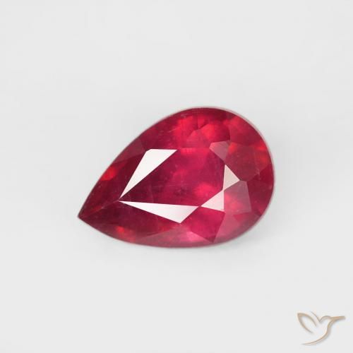 0.74ct Natürlicher Mittelrot Rubin, Birnenform, VS-SI