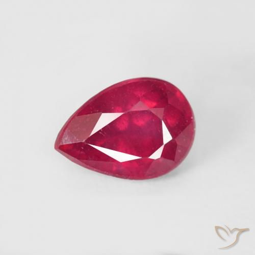 0.66ct Natürlicher Mittelrot Rubin, Birnenform, VS-SI